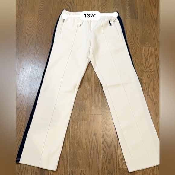 New RLX Ralph Lauren Logo horse Sweatpants Mens white Zip Pockets medium - Picture 8 of 10